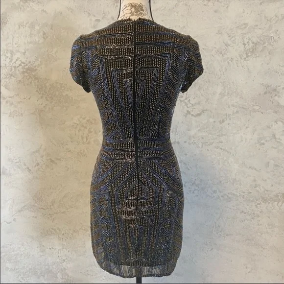 Parker Serena Beaded Sequin Dress, Size M - Picture 9 of 10